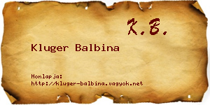 Kluger Balbina névjegykártya
